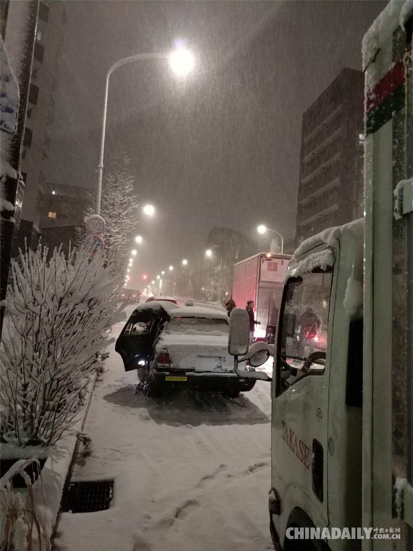 日本首都东京天降大雪 市民交通受到影响
