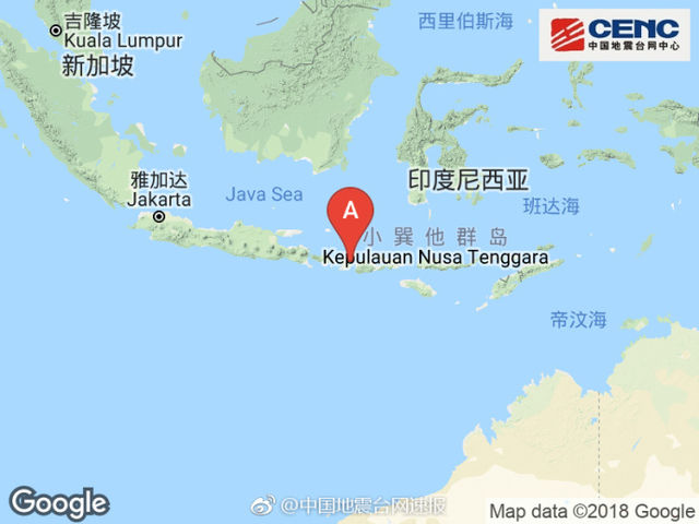 印尼松巴哇岛地区附近发生6.9级左右地震