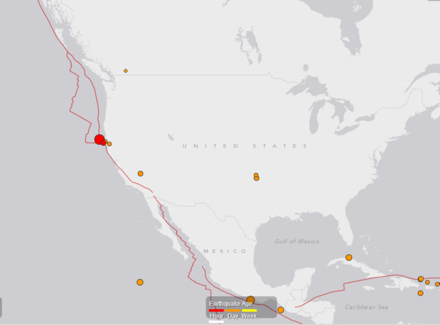 美国加州西岸海域发生6.9级地震 震源深度7公里