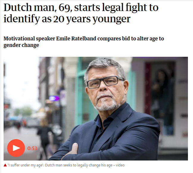 荷兰69岁商人不服老 上法庭要求减龄20岁