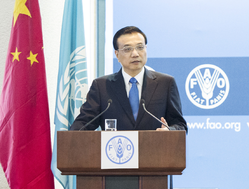 李克强在联合国粮农组织总部发表演讲