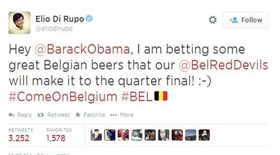 比利时首相推特约奥巴马赌球