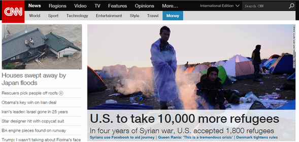 9月11日世界主流媒体头条：奥巴马下令接收1万余名叙利亚难民