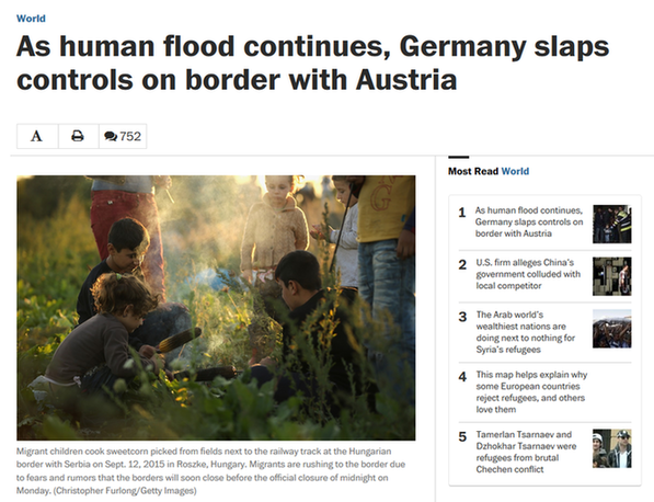9月14日世界主流媒体头条：限制难民涌入 德国暂恢复边界控制