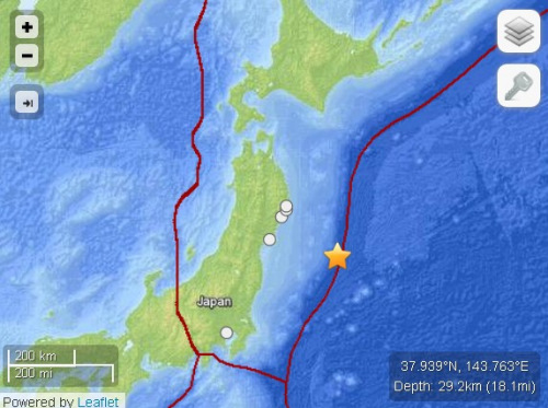 日本东北海域再次发生6.2级地震 深度约30公里