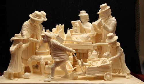 图：超豪华劳斯莱斯及童话场景 黄油雕塑好看不许吃