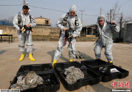 美陆军第23化学大队重驻韩国 进行装备展示