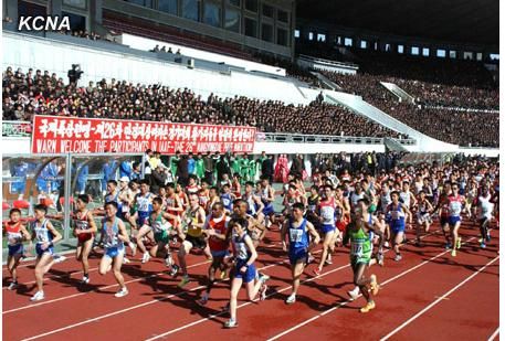 图：朝鲜举办国际马拉松比赛纪念金日成诞辰