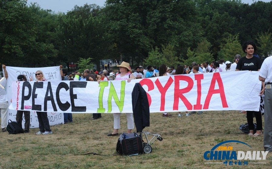 英美民众示威游行 反对军事介入叙利亚
