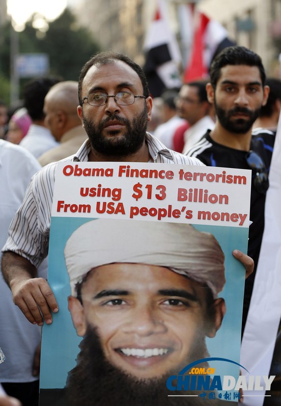 埃及反对美国军事打击叙利亚 奥巴马头像遭恶搞