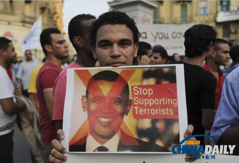 埃及反对美国军事打击叙利亚 奥巴马头像遭恶搞