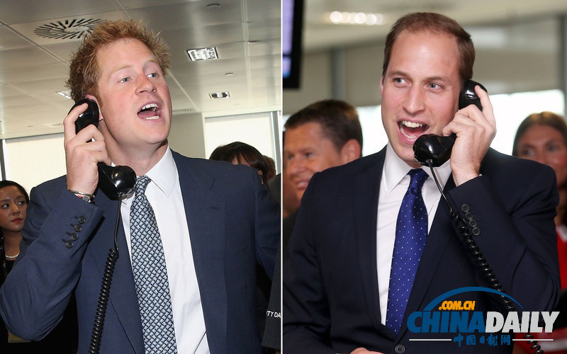 威廉哈里王子参加慈善日活动 接电话客串股票交易员