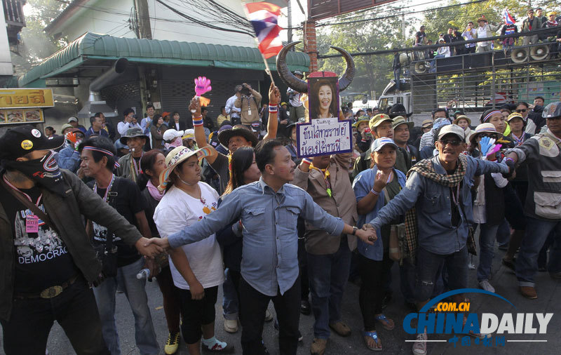 泰国反政府示威者阻止大选登记工作（组图）