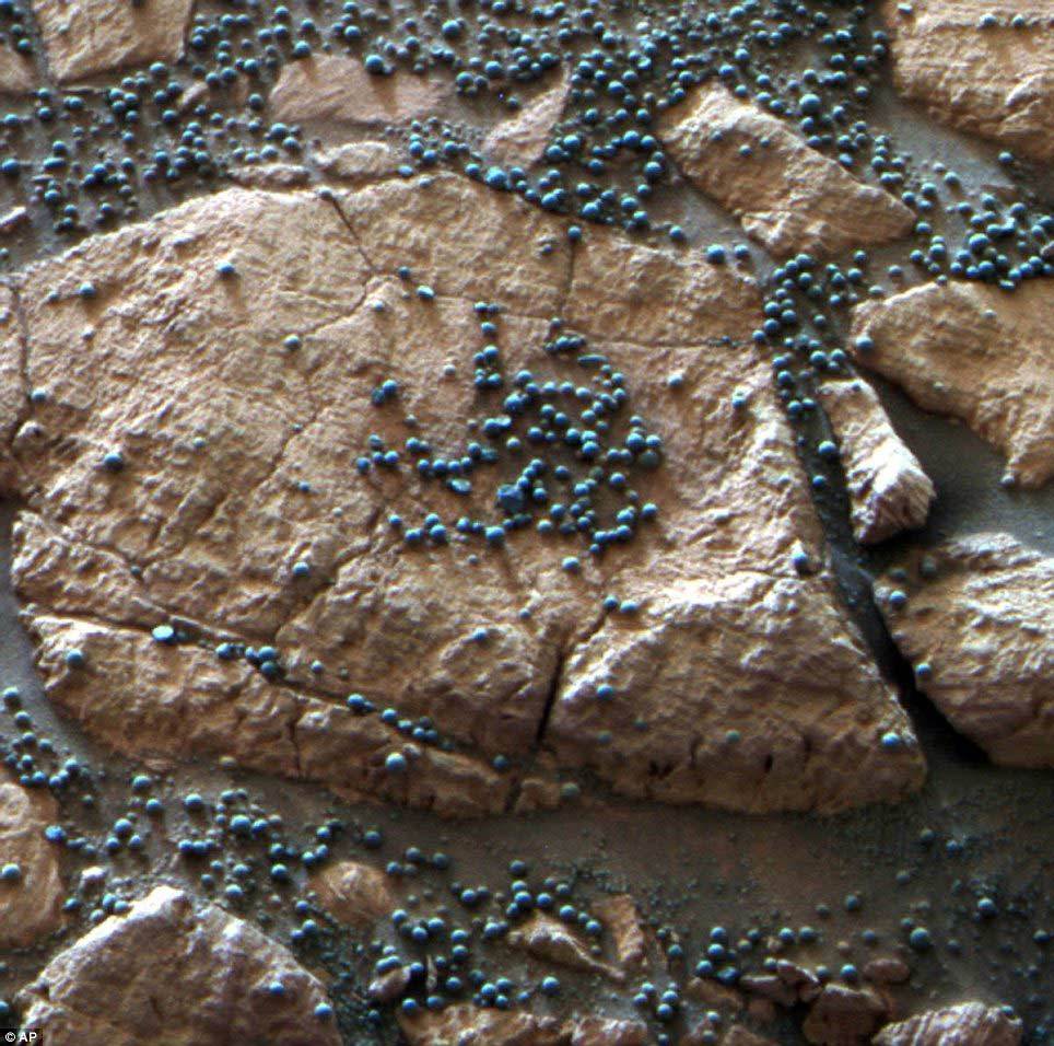 火星表面珍贵特写照展出 蓝莓状颗粒物清晰可见