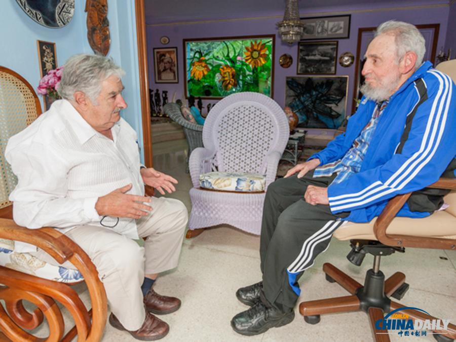 古巴前领导人老卡斯特罗会见马杜罗等拉美多国总统