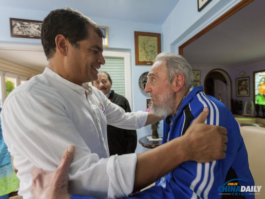 古巴前领导人老卡斯特罗会见马杜罗等拉美多国总统