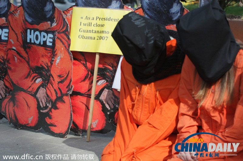 比利时国际特赦组织游行抗议奥巴马来访