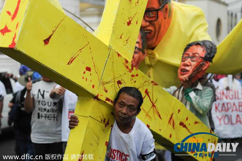 台风“海燕”灾民抗议赈灾不力 菲总统头像遭恶搞