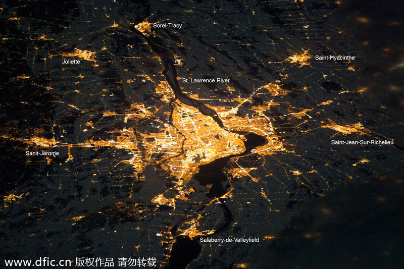 国际空间站拍摄各国都市夜景 感受熟悉景色的陌生一面