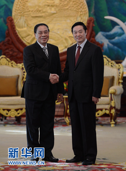 刘奇葆会见老挝人革党总书记朱马里并出席第三次中老两党理论研讨会