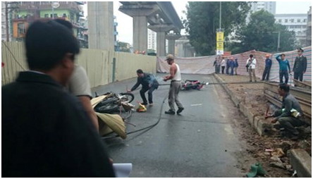 越南河内城铁施工现场发生事故 致1死2伤