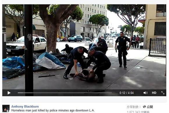 洛杉矶警方街头枪杀流浪汉 视频传至网络惹众怒（图）