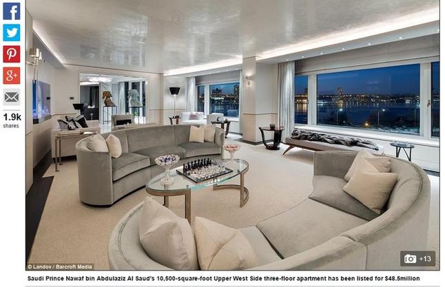 沙特王子纽约豪宅标价4850万美元出售 内建水族馆