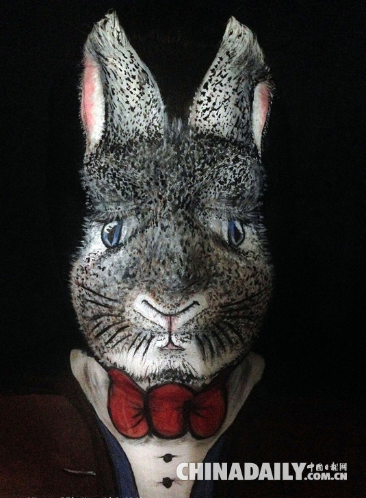 复活节将至 伦敦天才化妆师将自己变成兔子头