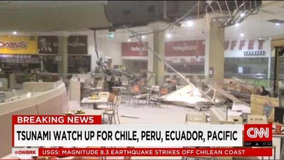 智利8.3强震已致5死 防海啸百万人撤离