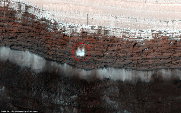 NASA公布火星新照片：北极地区发生雪崩