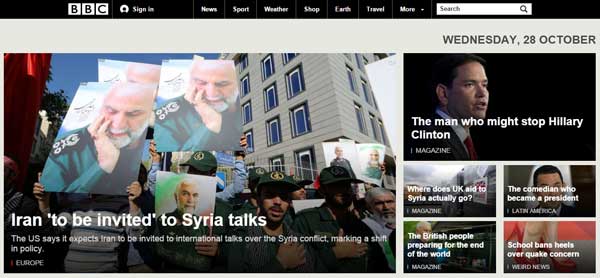 10月28日世界主流媒体头条：伊朗或首度参加叙利亚危机多边会谈