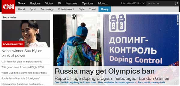 11月10日全球媒体头条速览：俄罗斯田径运动员或被全体禁赛