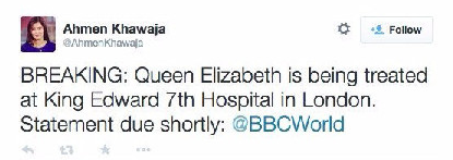 BBC记者推特发文误传女王去世 各国媒体跟风报道又辟谣